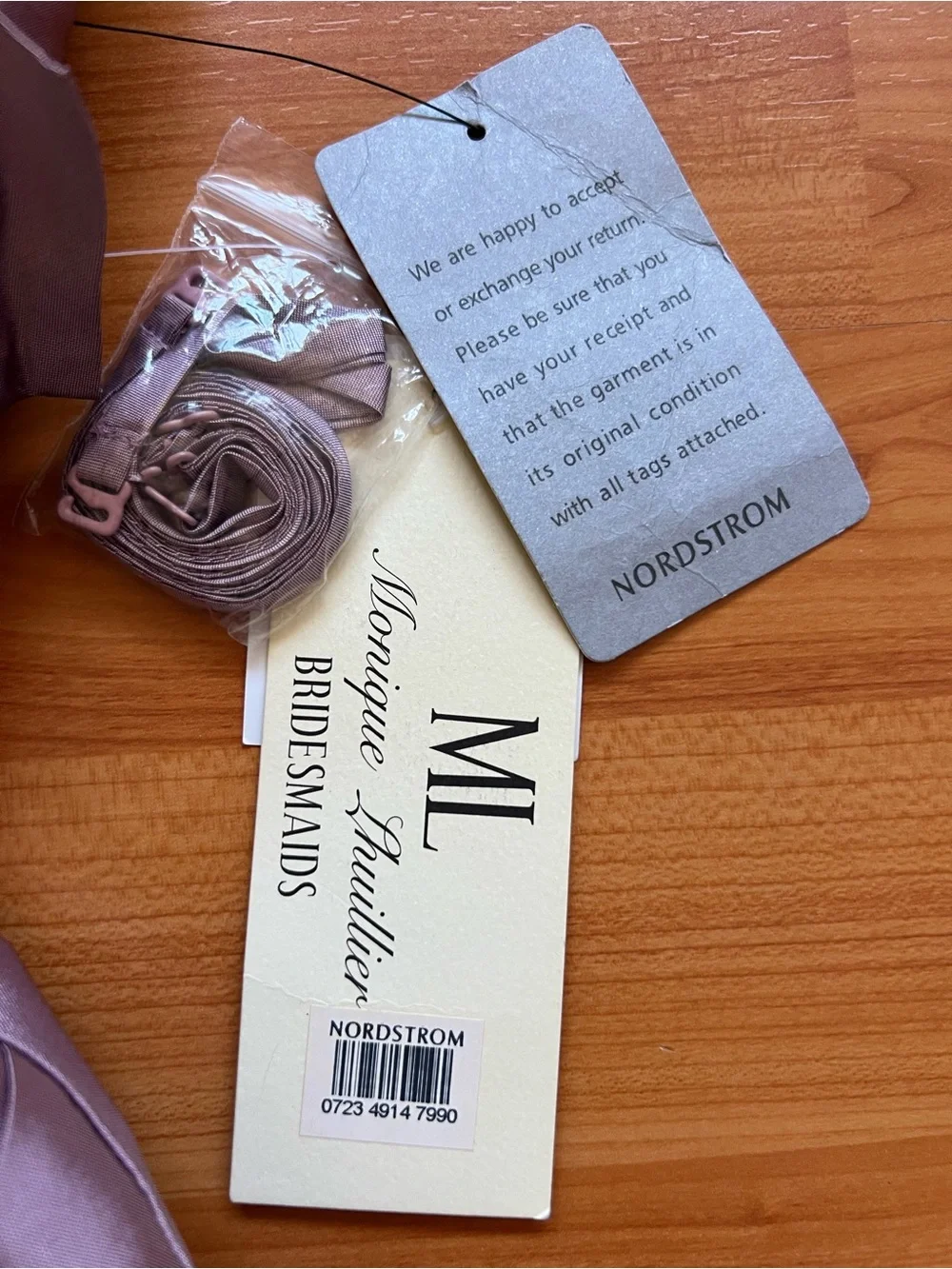 NWT Monique Lhuillier Bridesmaids Mauve Satin Mini Dress